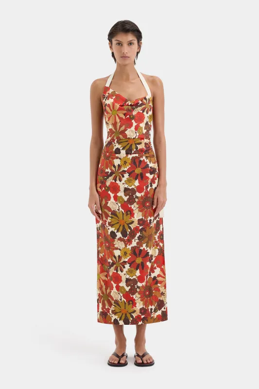 Castella Gathered Midi Dress sold by SIR the label