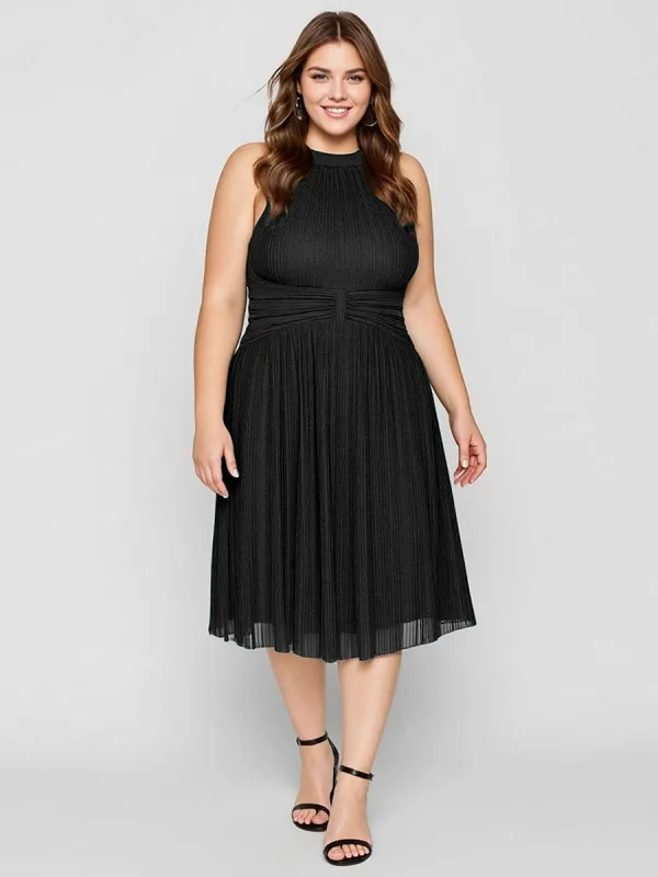 pretty VAYLA|Plus-Size Glittery Halter Neck Dress sold by Ever Pretty
