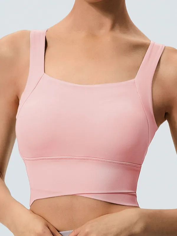 Pink Criss-Cross Strappy Sports Bra sold by BERLOOK