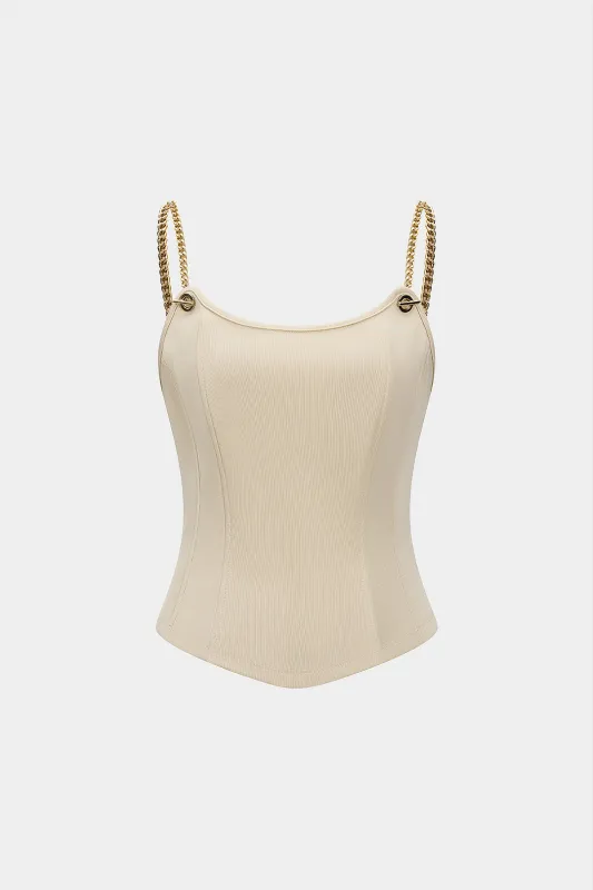 Metallic Chain Zipper Slip Cami Top sold by Micas