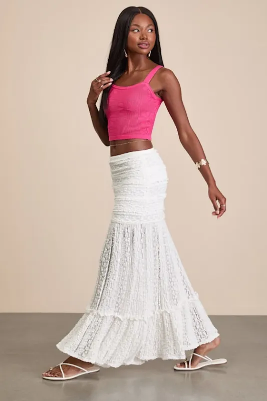 Rochelle White Sheer Textured Knit Maxi Skirt sold by Lulus