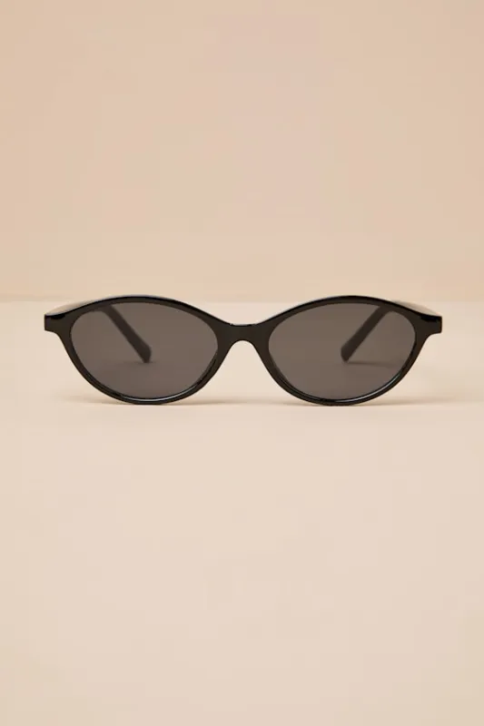 Kamari Black Oval Sunglasses sold by Lulus