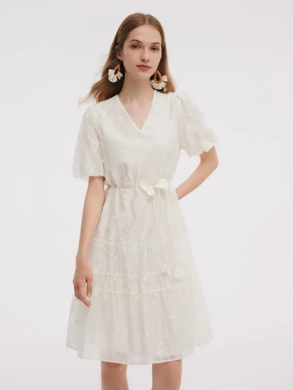 Tencel Blend Embroidered Women Midi Dress sold by Goelia