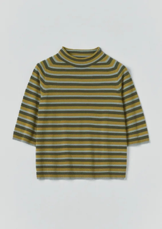 Stripe Wool Cashmere Half Sleeve Sweater | Green Multi sold by TOAST