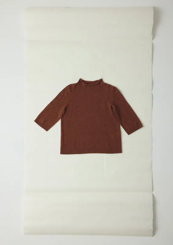 Fine Wool Cashmere Half Sleeve Sweater | Pecan sold by TOAST