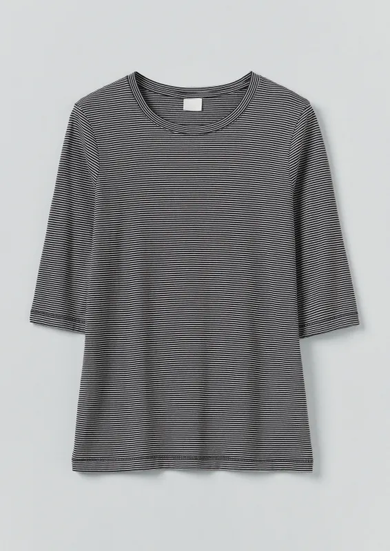 Half Sleeve Stripe Cotton Tee | Dark Navy/Ecru sold by TOAST