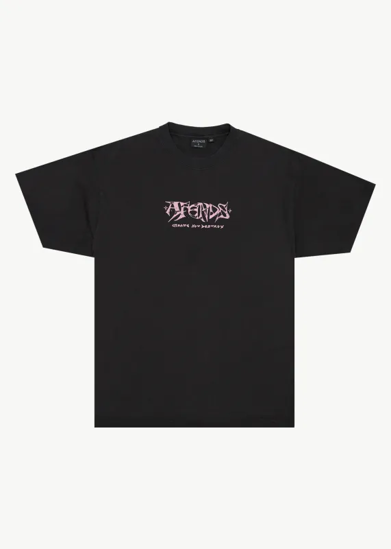 AFENDS Mens Horsey - Boxy Tee - Stone Black sold by Afends
