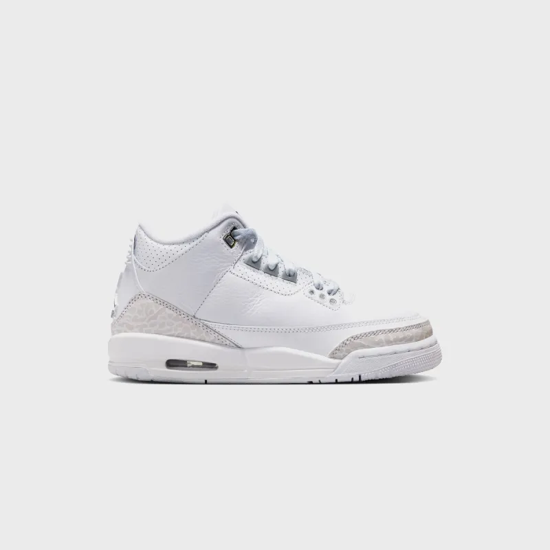 Nike GS Air Jordan 3 Retro - White / Metallic Silver / White sold by Kith