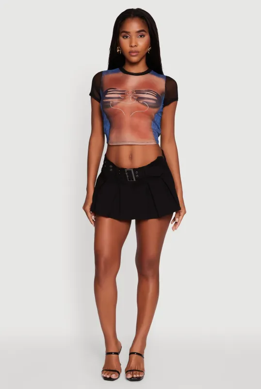 Mesh Graphic Print Crop T-Shirt sold by Rainbow