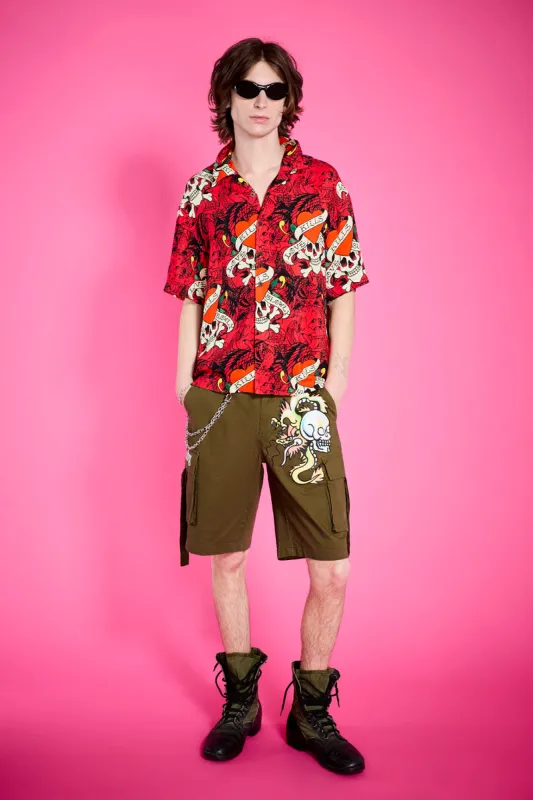 LKS Skull Boxy Camp Shirt sold by Ed Hardy