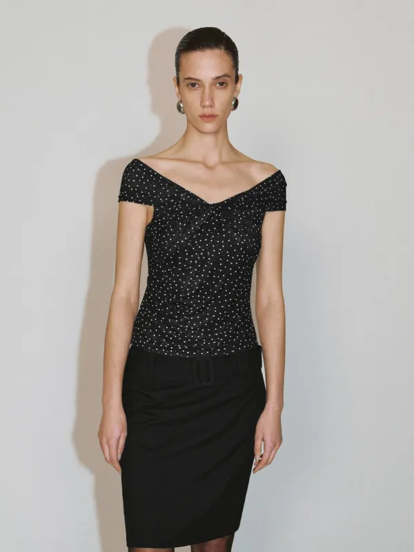 Off Shoulder Dotted Blouses sold by Urban Revivo