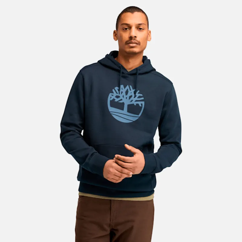 Timberland Men's Kennebec River Tree Logo Hoodie in Dark Sapphire sold by Timberland