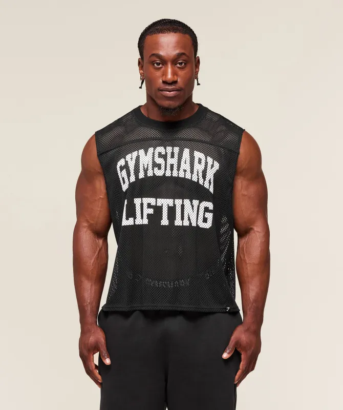 Gymshark Mesh Oversized Tank - Black sold by Gymshark