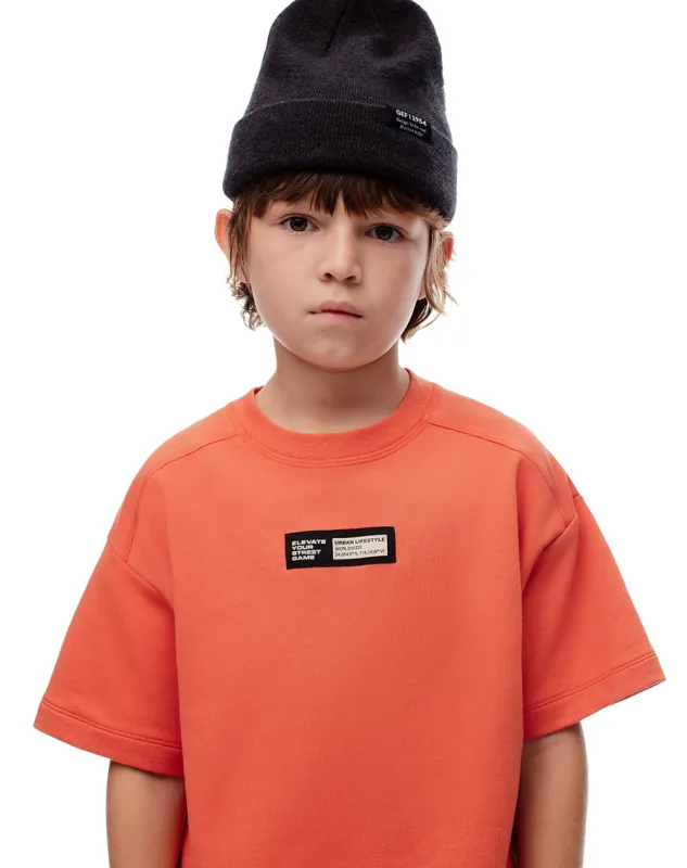 Camiseta regular fit manga corta naranja sold by Gef