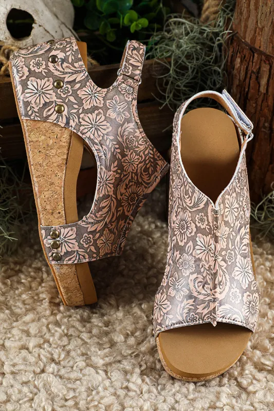 Vintage Floral Hollowed Platform Sandals by Threaded Pear sold by Zulily