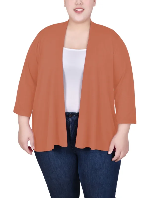 Carnelian Solid 3/4 Sleeve Cardigan - Plus sold by Dress Barn