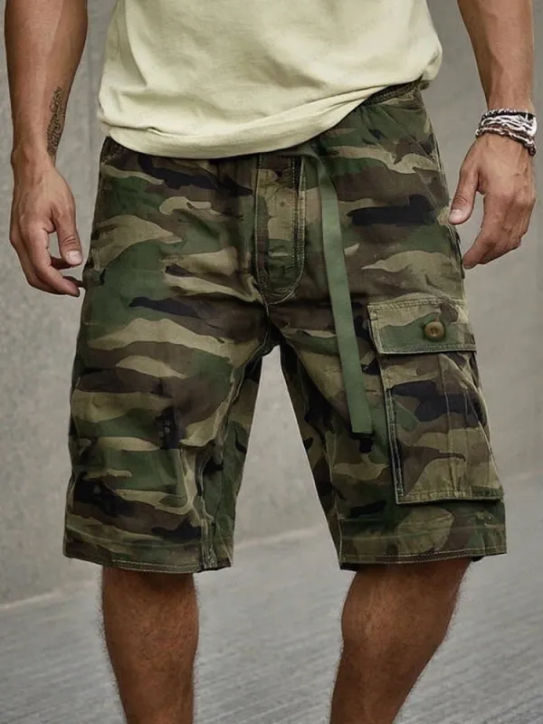 Urban Camo Print Cotton Shorts sold by Coofandy