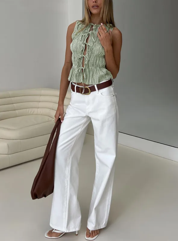 Serenitia Mid Rise Straight Leg Relaxed Jeans White Wash sold by Princess Polly