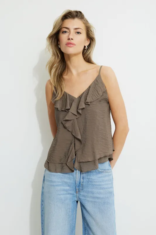 Clover Ruffled Cami Top sold by Dynamite