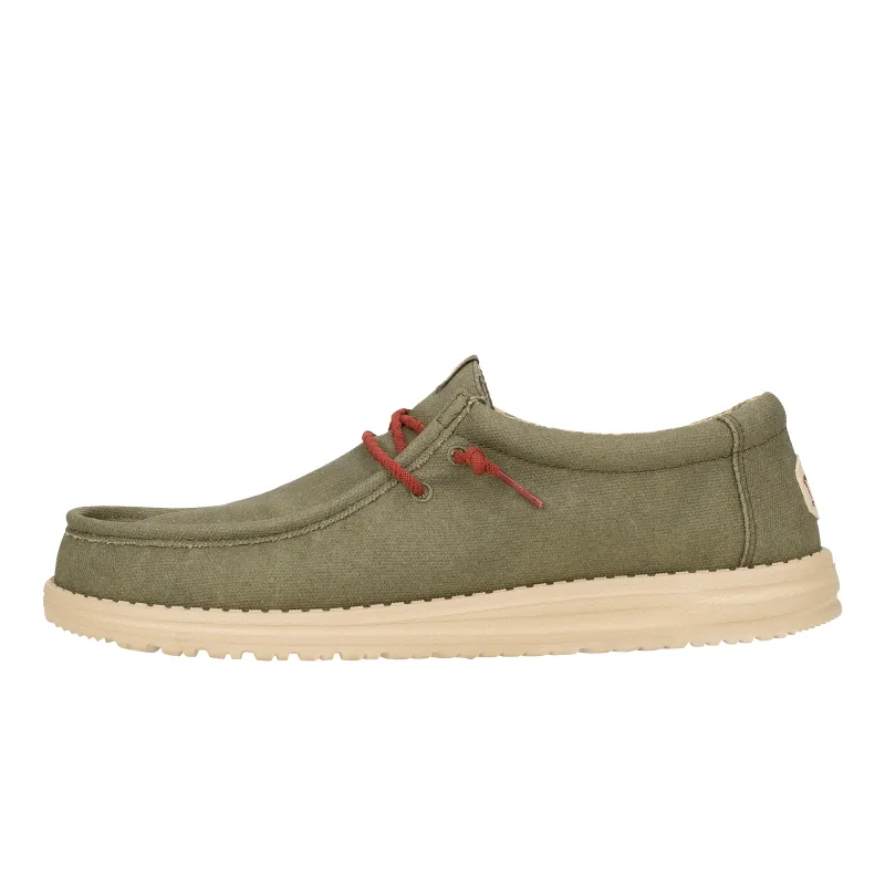 Wally Waxed Canvas Olive sold by Hey Dude