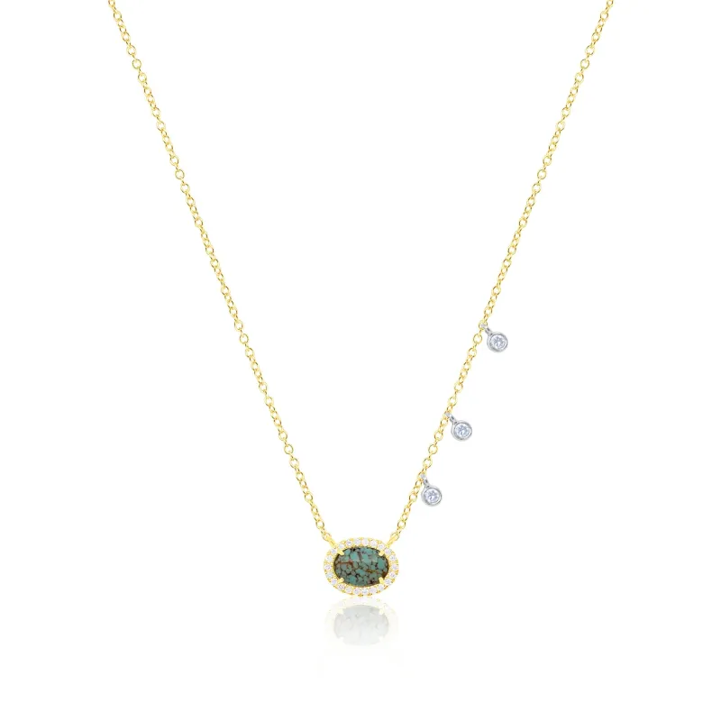 Silver and Turquise Diamond Necklace sold by Meira T