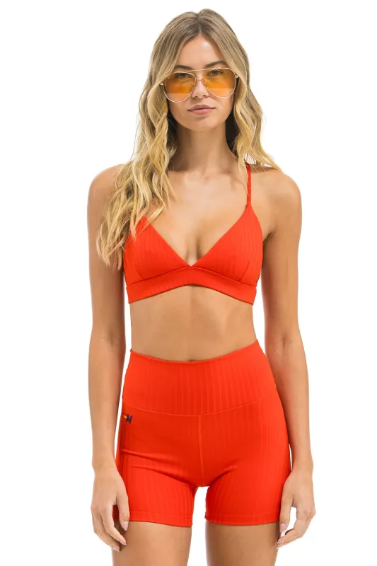 WIDE RIB TRIANGLE ADJUSTABLE SPORTS BRA - BRIGHT RED sold by Aviator Nation