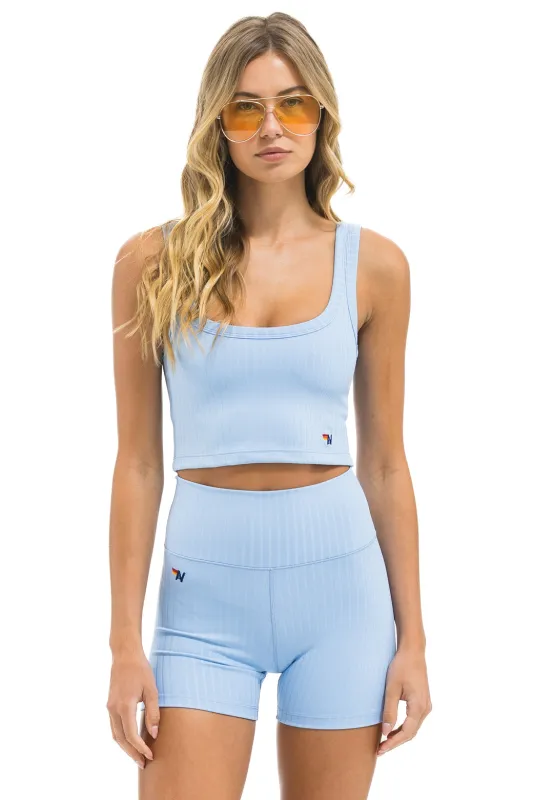 WIDE RIB WOMEN'S SCOOP BACK SPORTS TANK - SKY sold by Aviator Nation