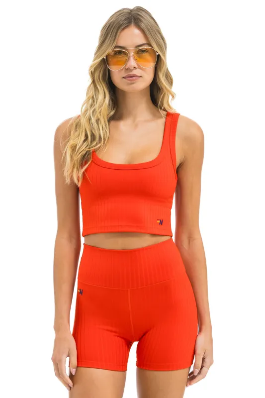 WIDE RIB WOMEN'S SCOOP BACK SPORTS TANK - BRIGHT RED sold by Aviator Nation