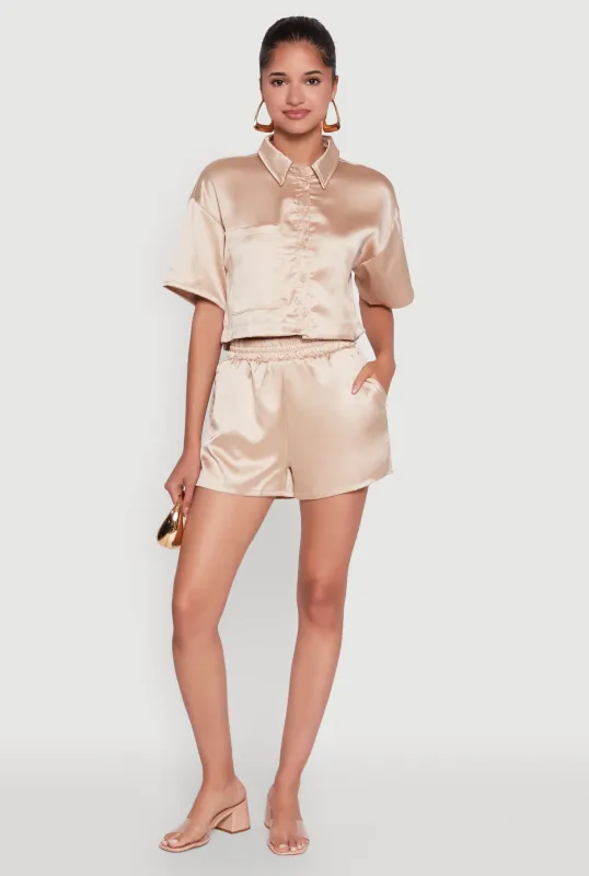 Chic Satin High Waisted Shorts sold by Rainbow