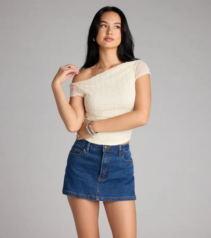 Flirty Angles One-Shoulder Crop Top sold by Windsor