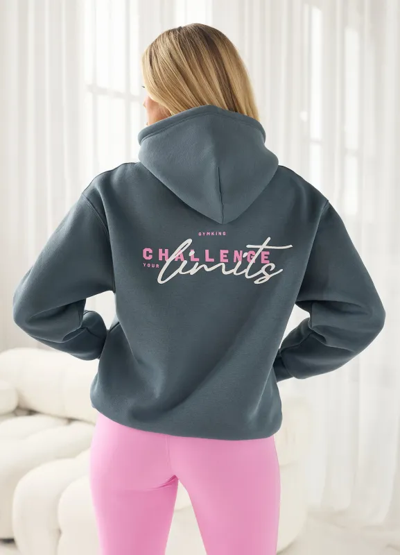 Gym King Challenge Relaxed Fit Hood - Storm Blue sold by The Gym King