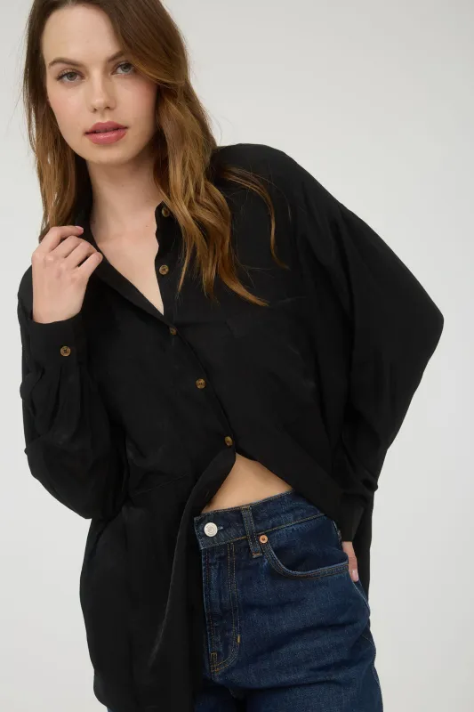 PLUS OVERSIZED BUTTON DOWN LONG SLEEVE SHIRT sold by Blu Pepper