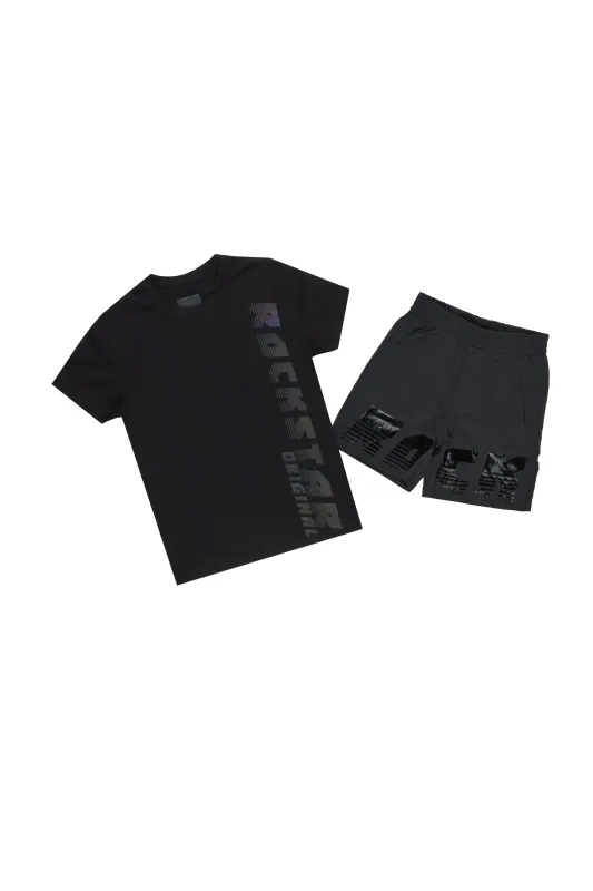 Boys Xadrian Black T Shirt Short Set sold by Rockstar Original