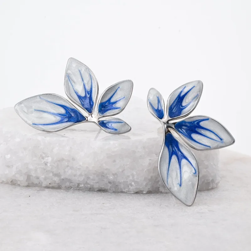 Flourish Blue & Silver Leaf Earrings sold by Starfish Project