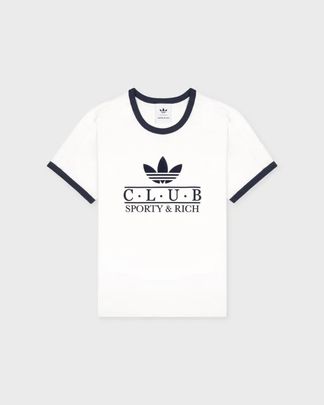 Adidas Ringer Tee - White/Navy sold by Sporty and Rich