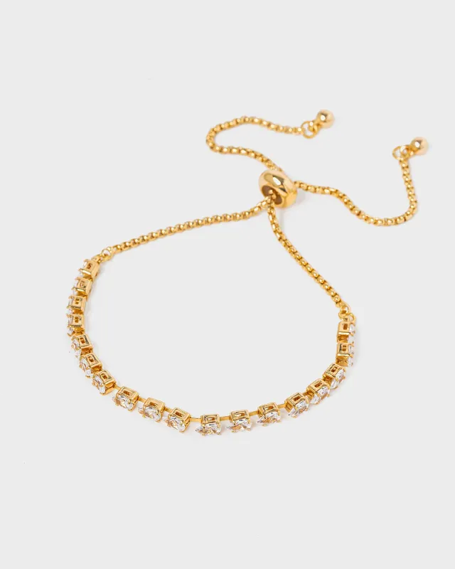 Gold Cubic Zirconia Multi Teardrop Bracelet sold by Collete Hayman