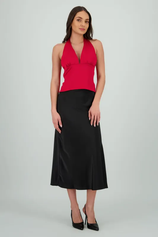Falda satin maxi con abertura sold by Shasa