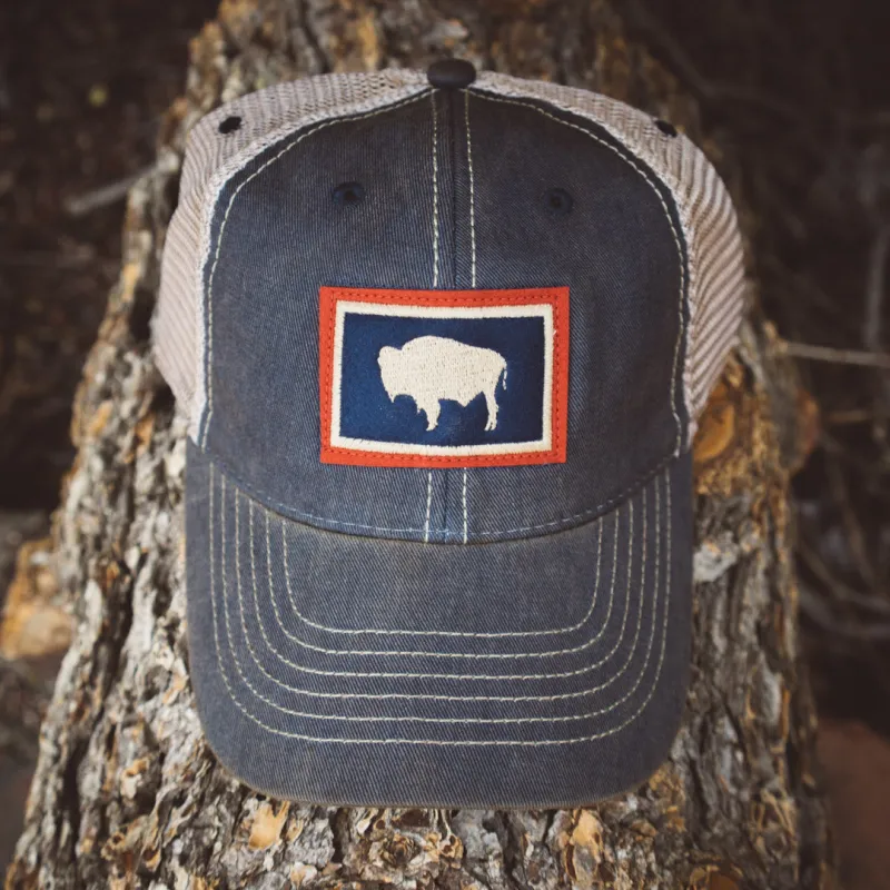 Vintage Wyoming State Flag Hat | Navy sold by Buffalo Jackson