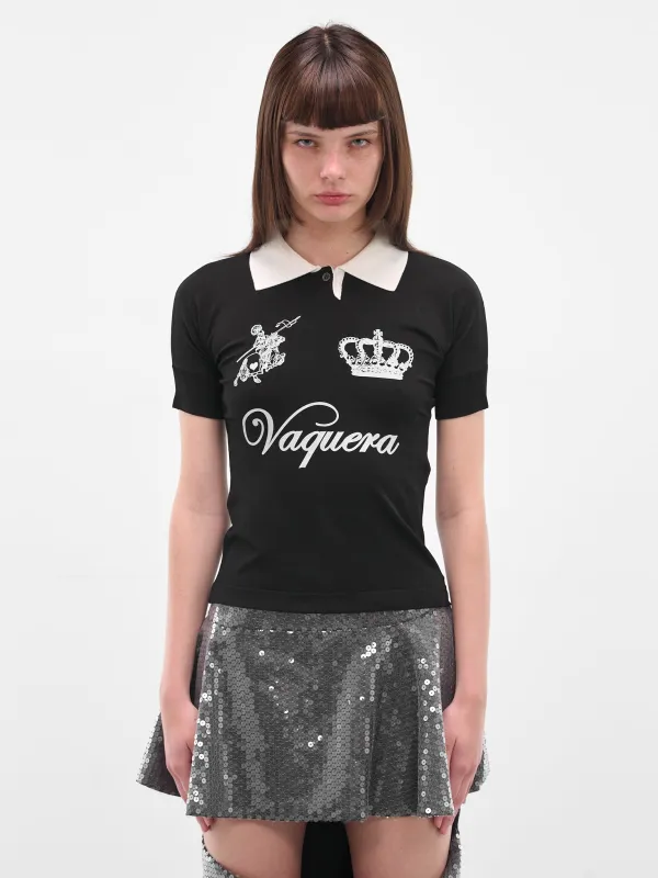Logo Graphic Contrast Polo Shirt (VAQ10N001-BLACK-WHITE) sold by lorenzo