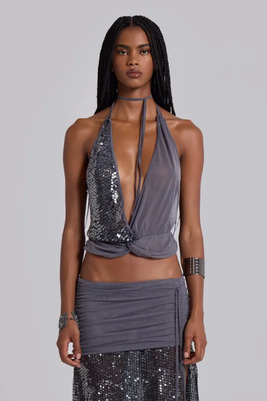 Selina Sequin Backless Top sold by Jaded London