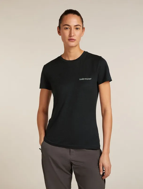 Icebreaker Merino 150 Tech Lite Short Sleeve T-Shirt IB Wordmark - Woman - Black - Size XL sold by Icebreaker